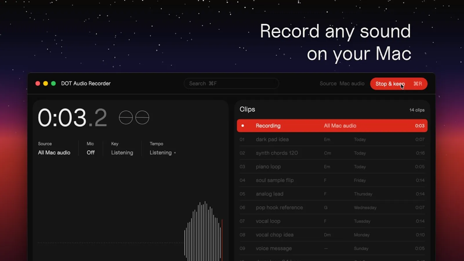 DOT Audio Recorder screenshot 1 (video preview)