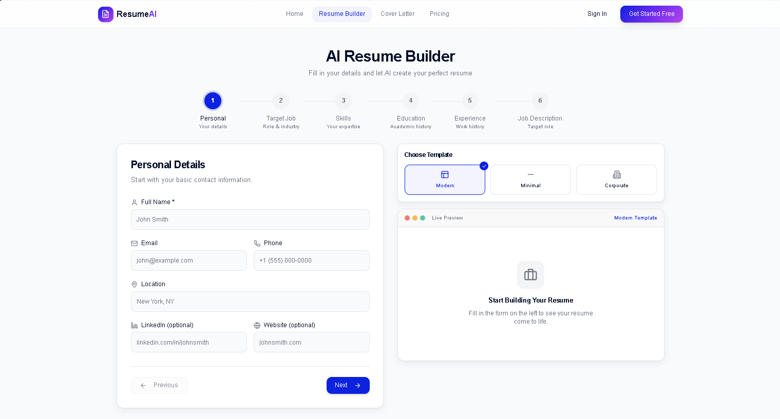 Resume AI - Screenshot 2 showing product features and functionality