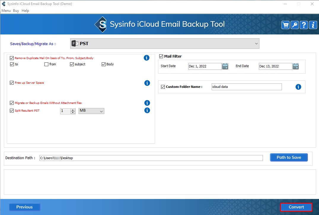 Sysinfo Strumento di backup e -mail iCloud media 7