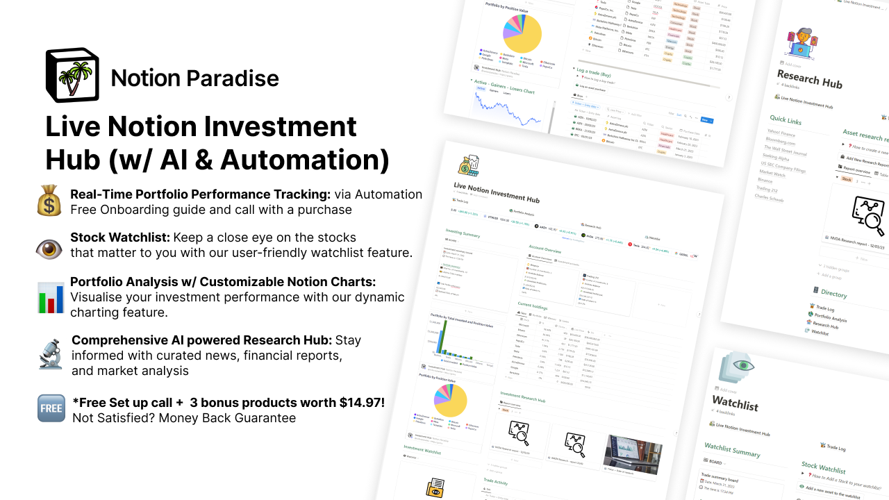 Live Notion Investment Hub (w/ ai) - ผู้จัดการพอร์ตการลงทุนส่วนบุคคลของ AI ขับเคลื่อน media 1