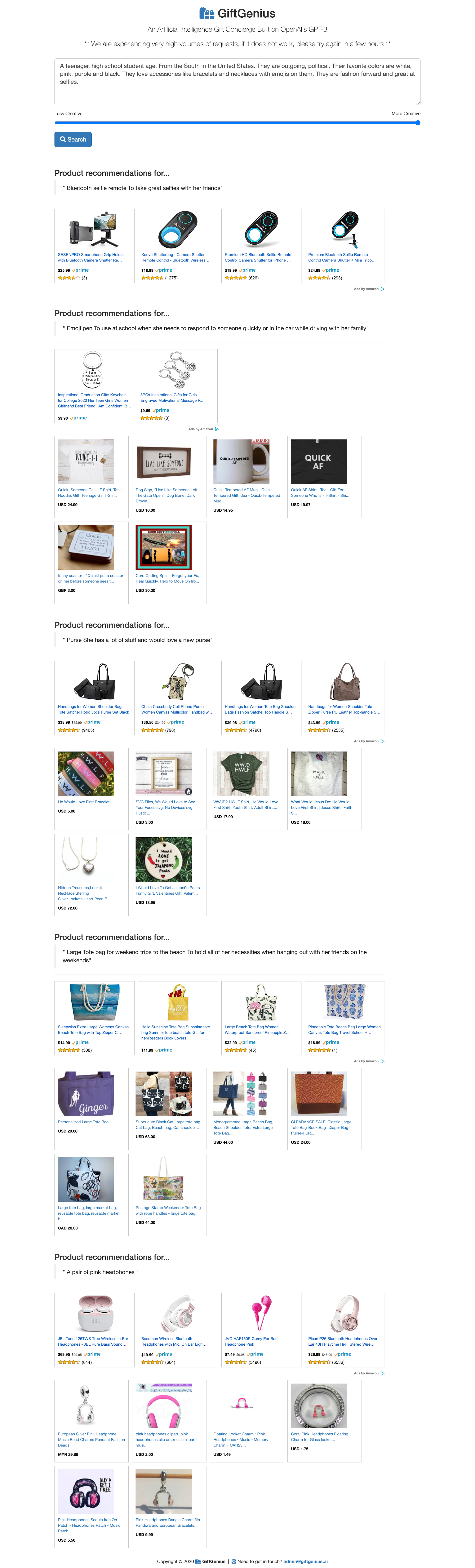 GiftGenius - GPT-3 Gift Recommendations gallery image