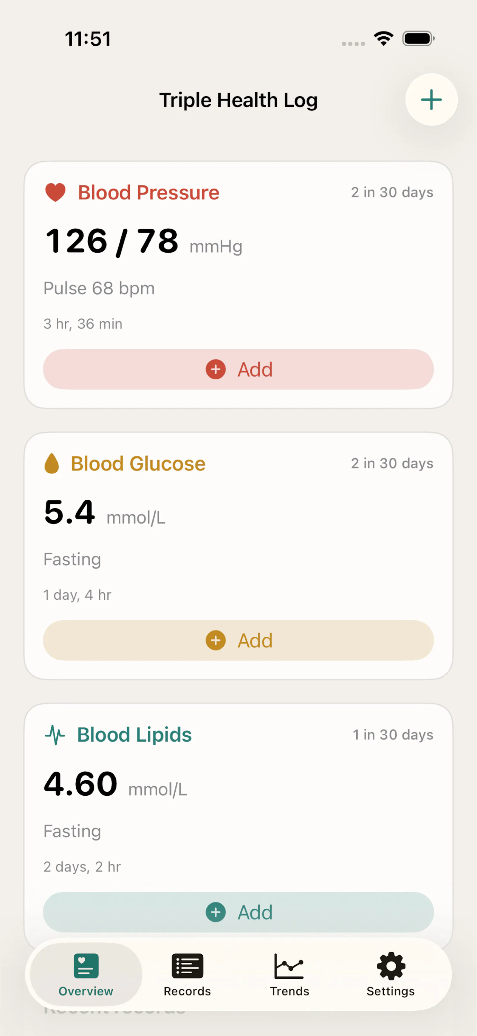 Triple Health Log screenshot 2