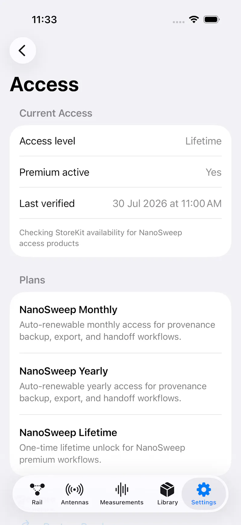 NanoSweep screenshot 3