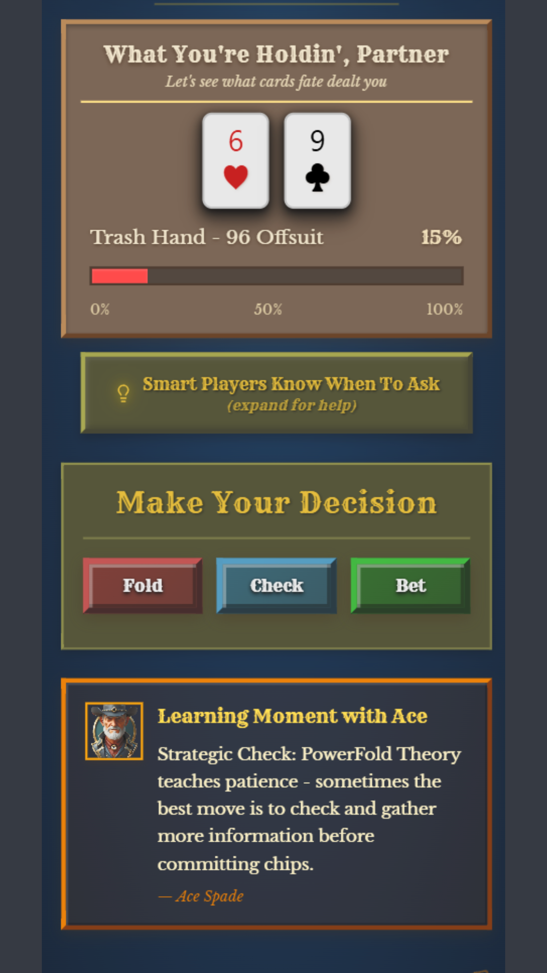PowerFold Theory - Poker Trainer - Screenshot 3 showing product features and functionality