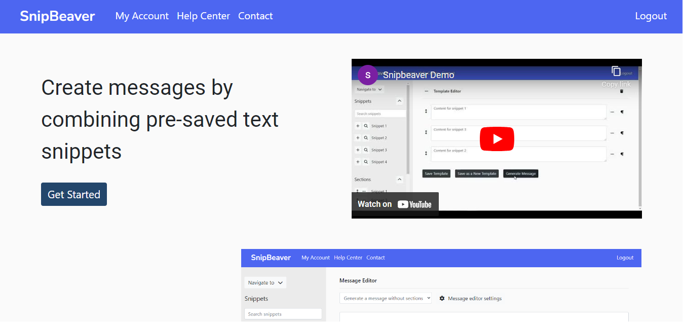 Mídia 2 de SnipBeaver - Crie mensagens combinando trechos de texto pré-salvos