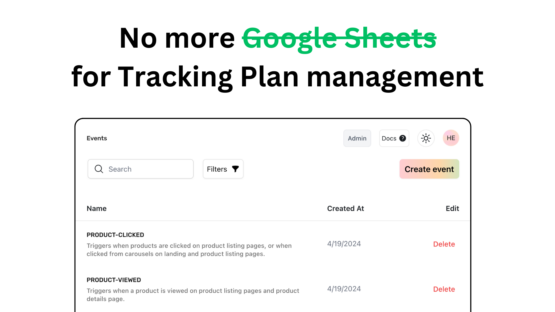 events.win - Tracking Plan Management ohne Google -Blätter Medien 3