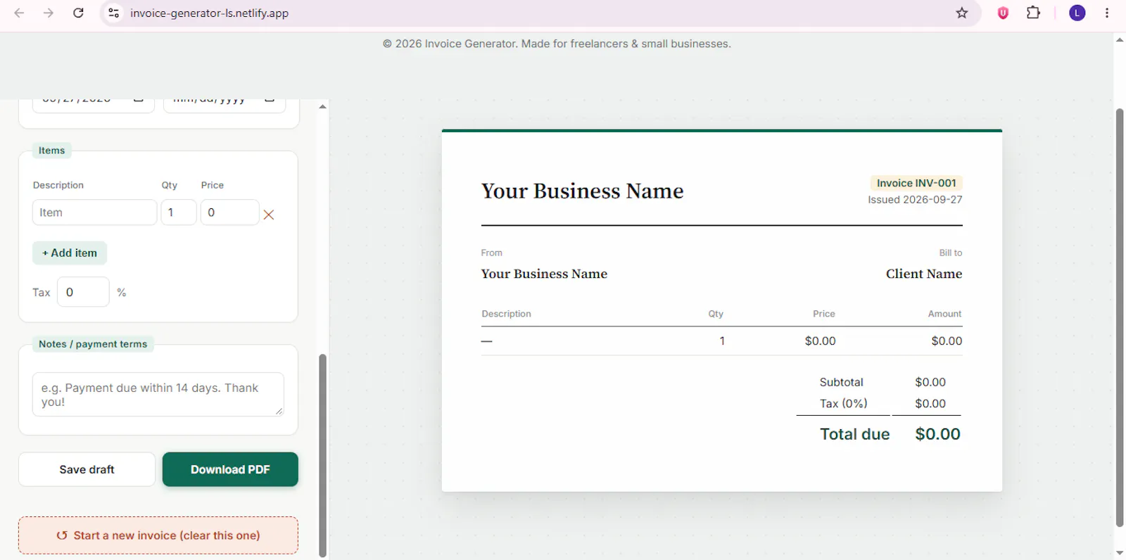 Free Invoice Generator screenshot 2