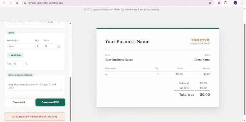 Free Invoice Generator screenshot 2
