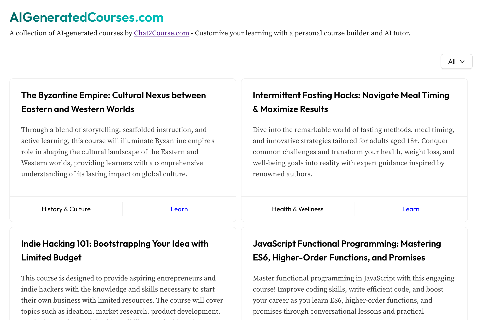 Media AIGeneratedCourses.com - Koleksi kursus AI yang dihasilkan oleh GPT-4 1