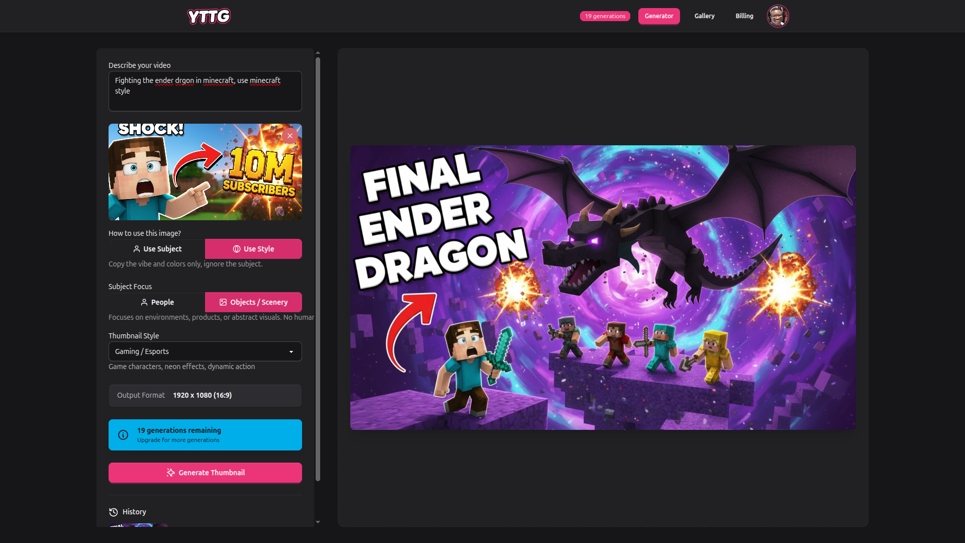 YTTG - Screenshot 2 showing product features and functionality