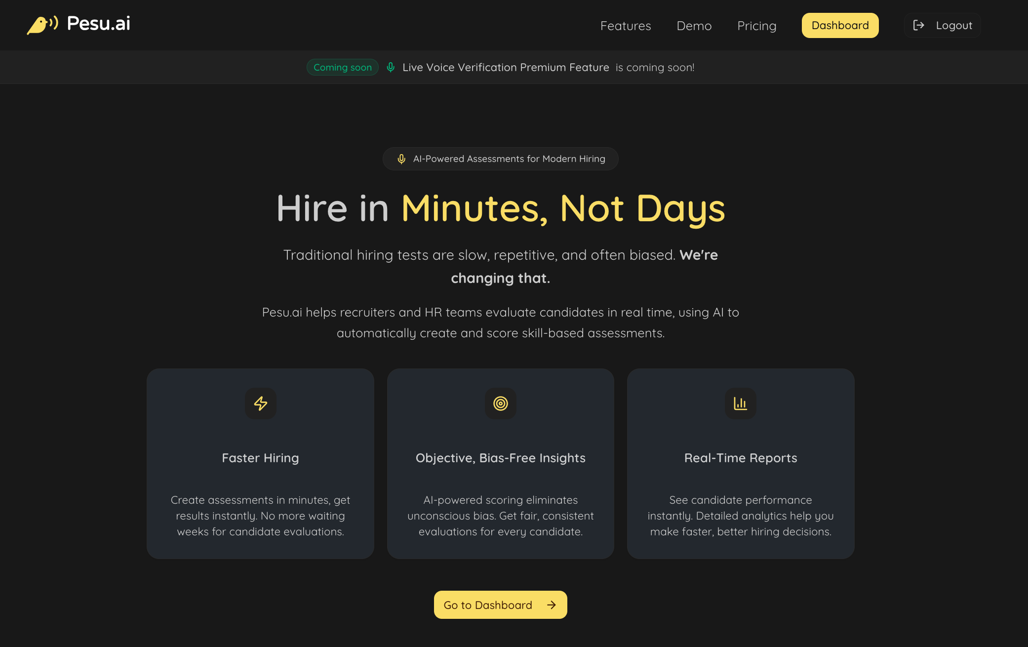 Meet Pesu.ai - Main screenshot showing features and interface