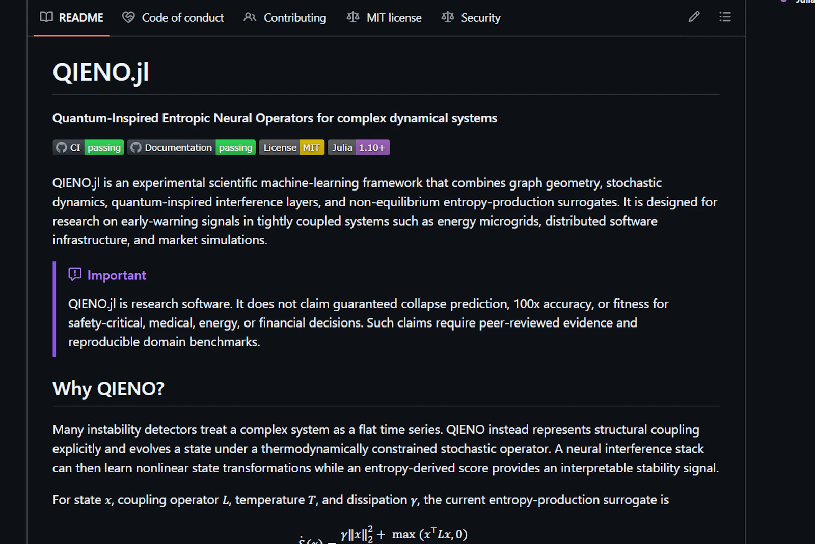 QIENO.jl screenshot 2