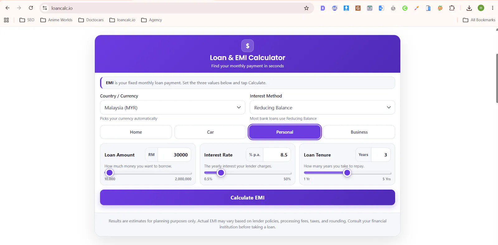 Loan & EMI Calculator screenshot 2