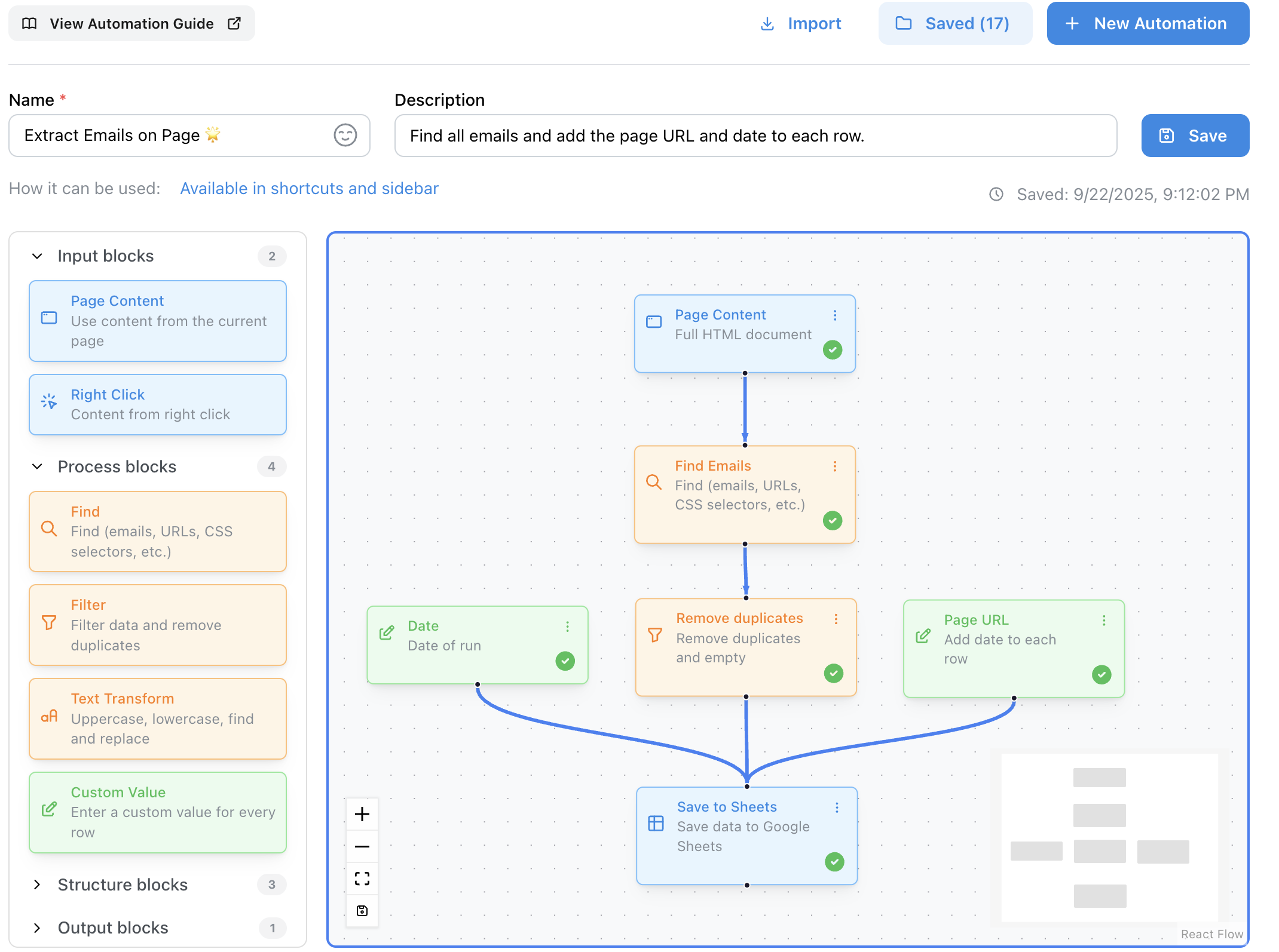 Add to Sheets Chrome Extension
