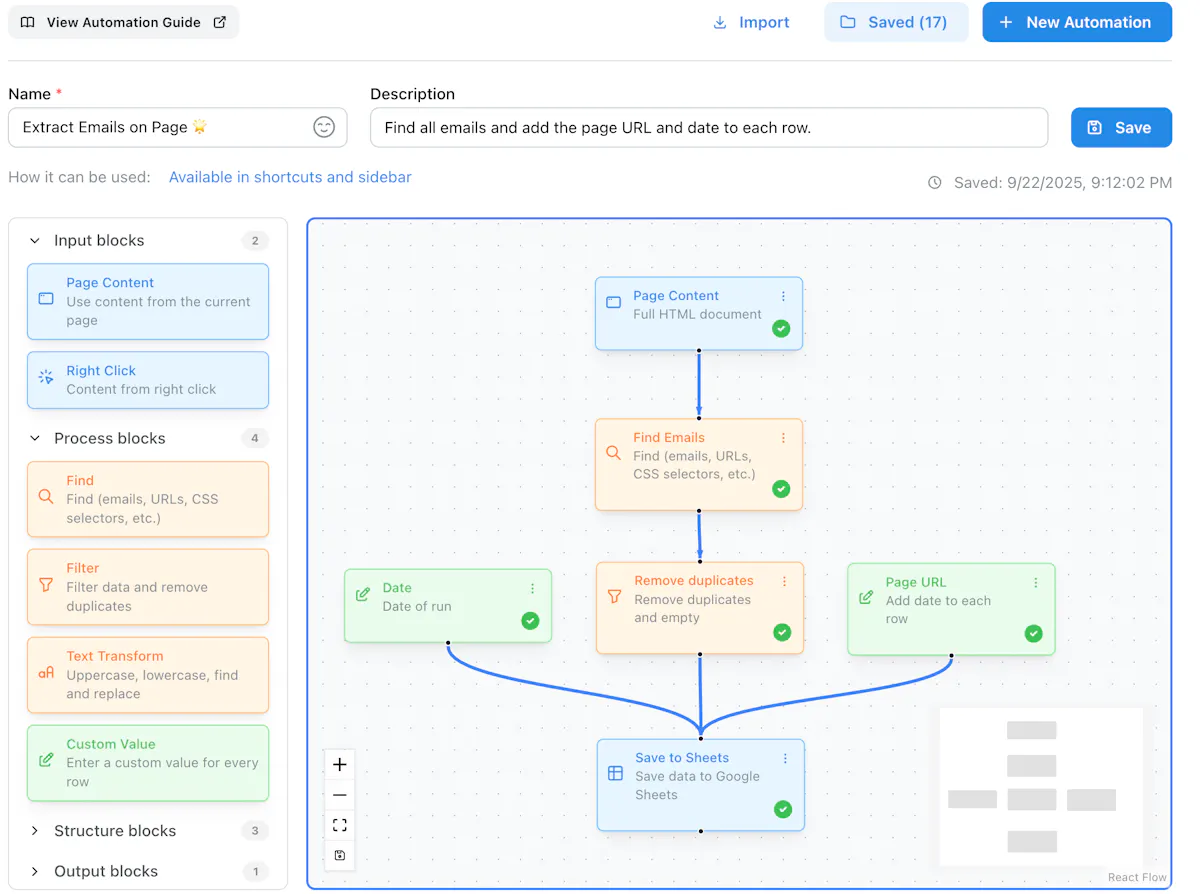 Add to Sheets Chrome Extension