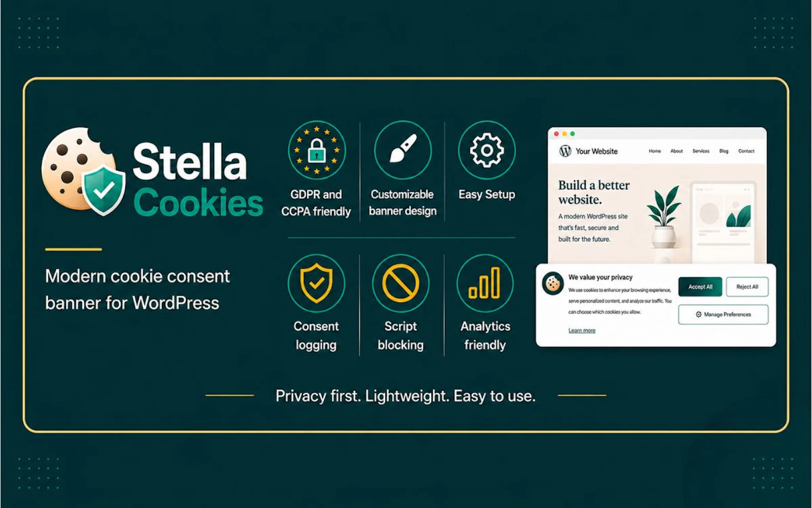 Stella Cookies: Wordpress Cookies Plugin screenshot 1