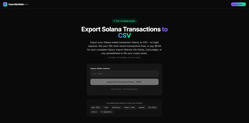 ExportMyWallet screenshot 1