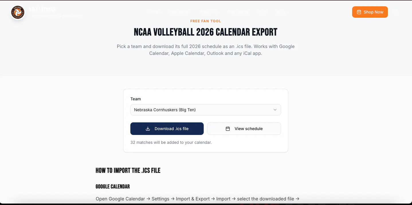 College Volleyball Schedule gallery image