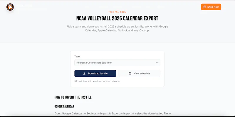 College Volleyball Schedule screenshot 1
