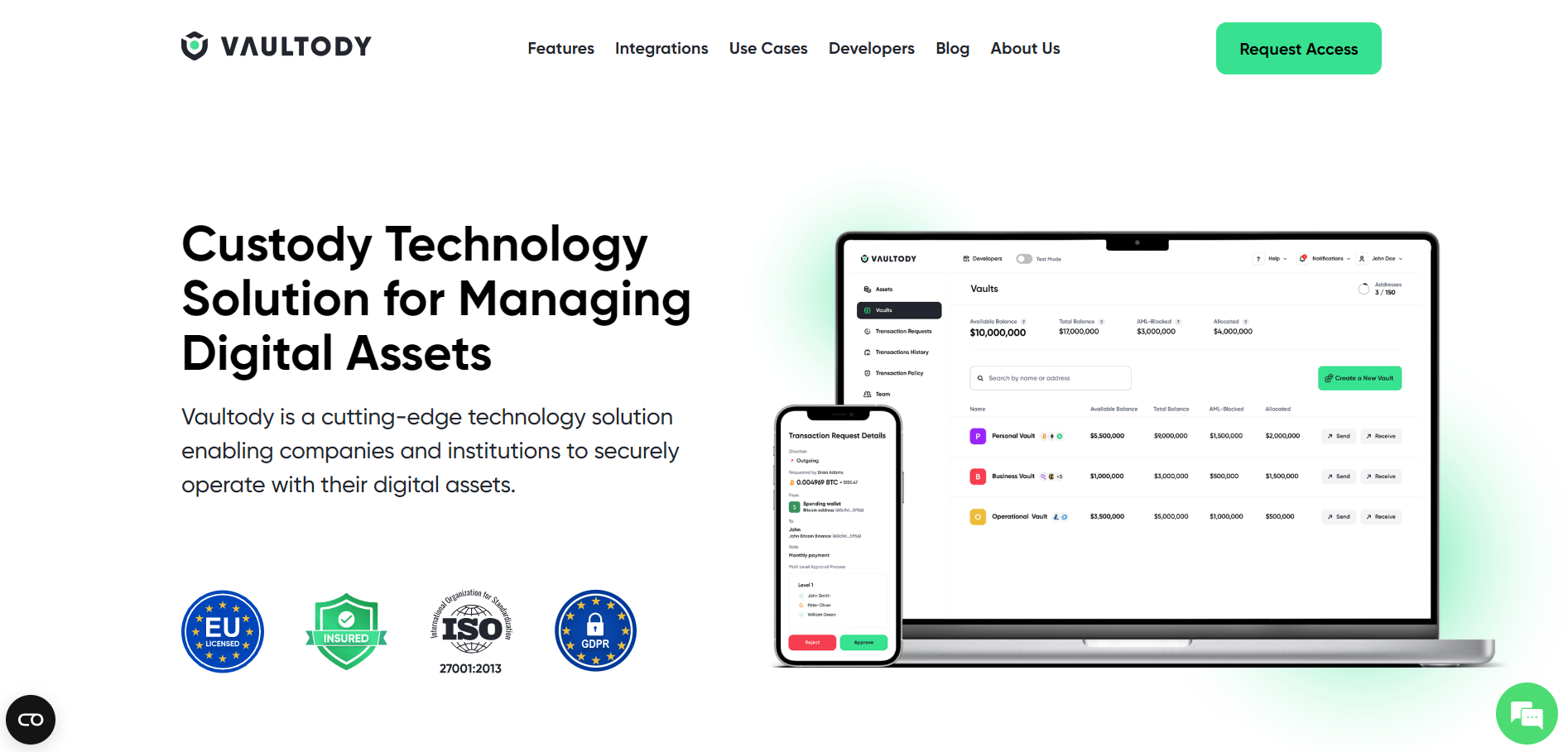 Mídia 1 de Vaultody - Solução de tecnologia de custódia para gerenciar ativos digitais