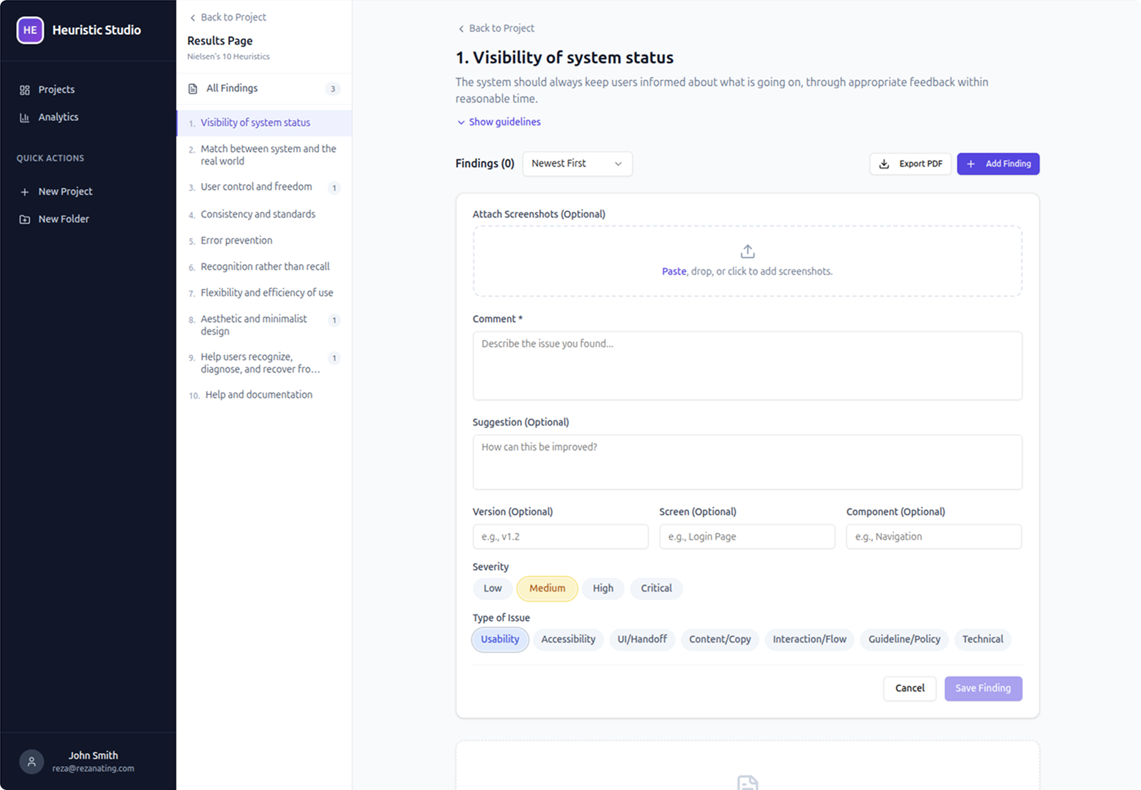 Heuristic Studio - Screenshot 5 showing product features and functionality