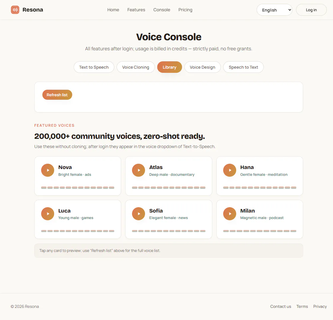 Clone voice,pay only for what you use gallery image