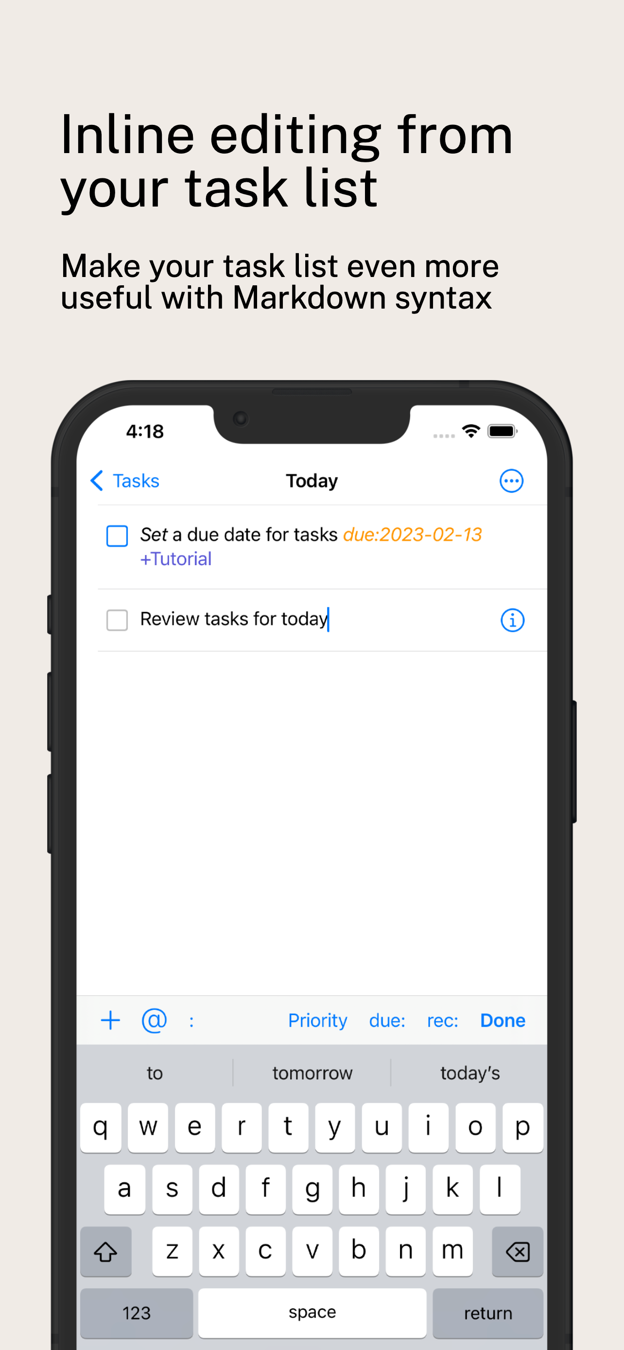 Todooo für todo.txt - Eine moderne todo.txt -App für iOS Medien 5