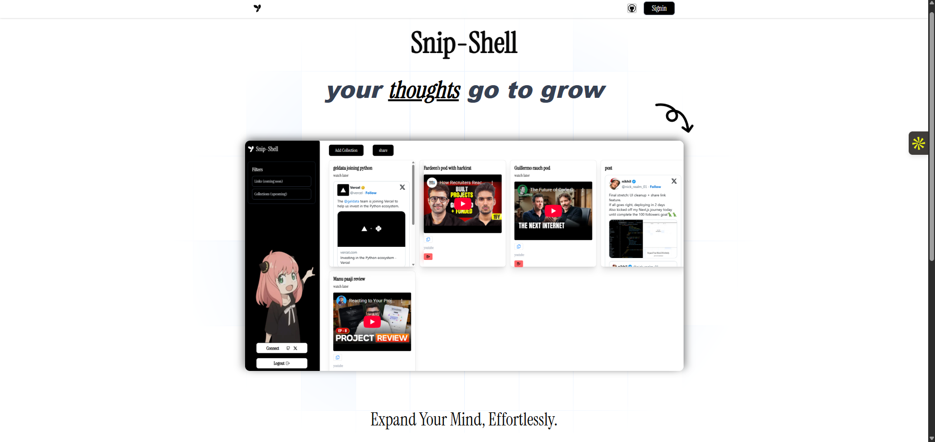 SnipShell - Main product screenshot demonstrating key features and user interface
