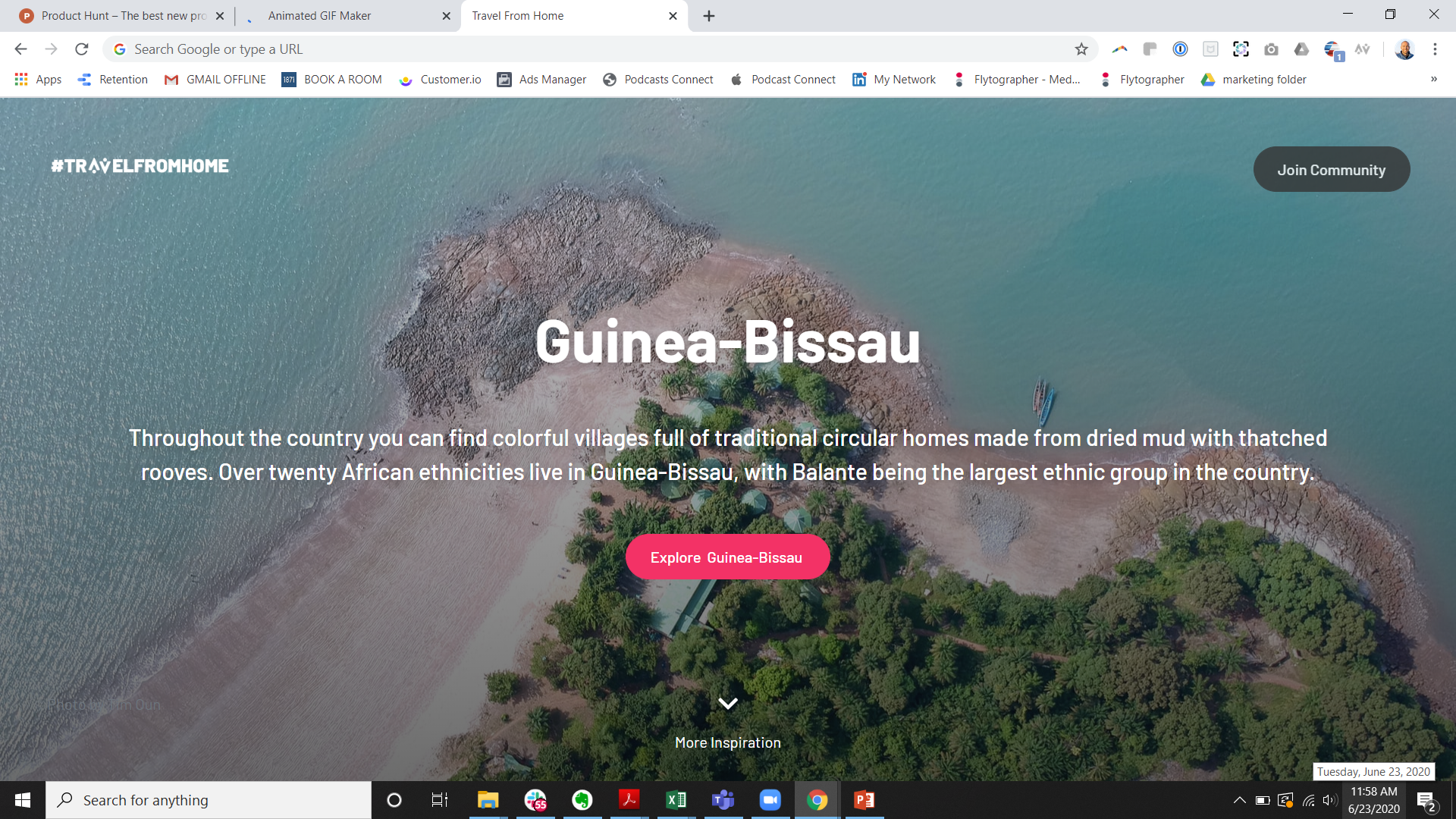 Travel From Home "new tab" extension gallery image