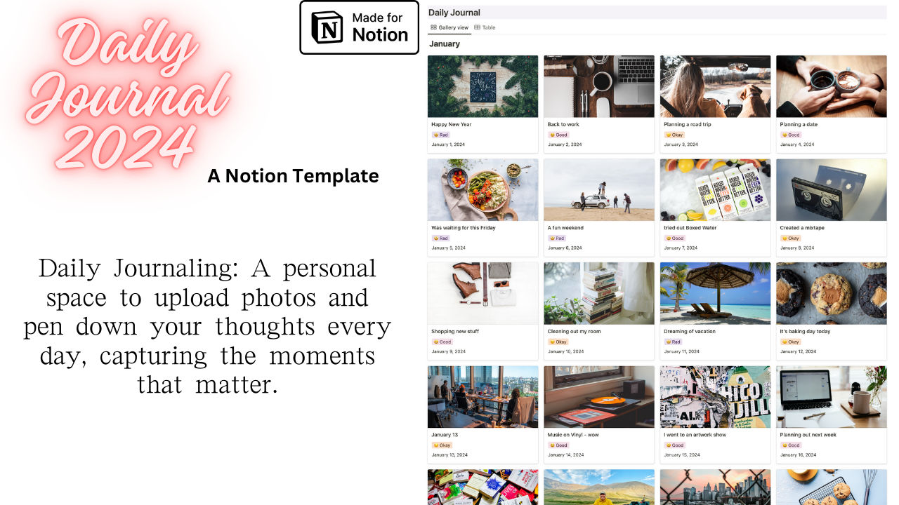 Mídia 3 de Notion Daily Journal 2024
