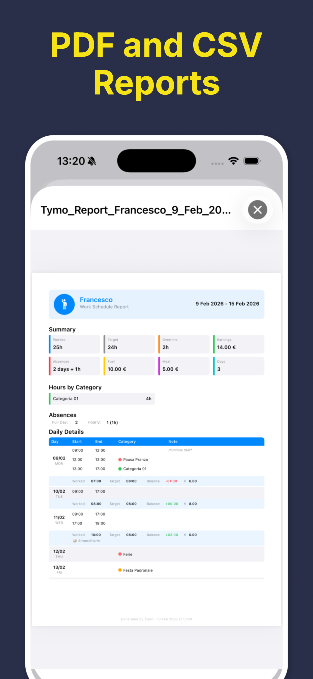 Tymo -  Work Hours & Shift Log gallery image