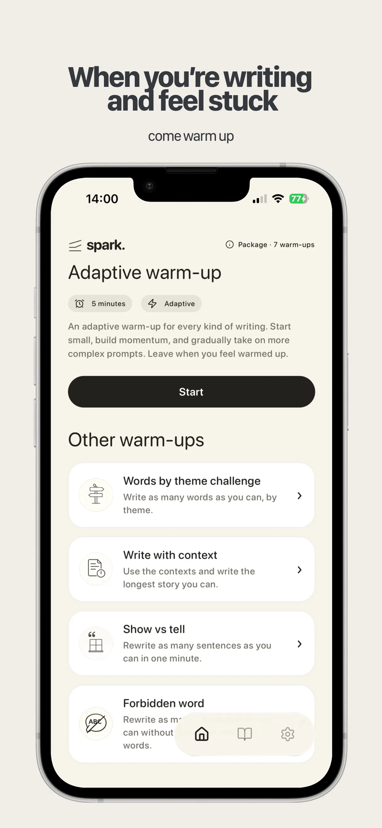 Spark: warm-up before writing gallery image
