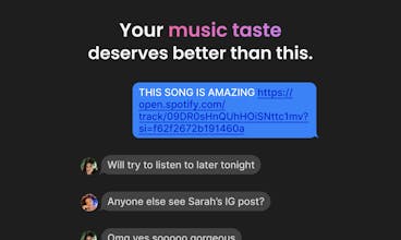 스마트폰에서 Anthems 앱을 사용하여 좋아하는 노래를 친구와 공유하는 사람의 클로즈업 이미지.