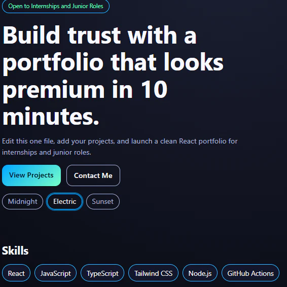 Job-Winning Developer Portfolio Template 대표 미리보기
