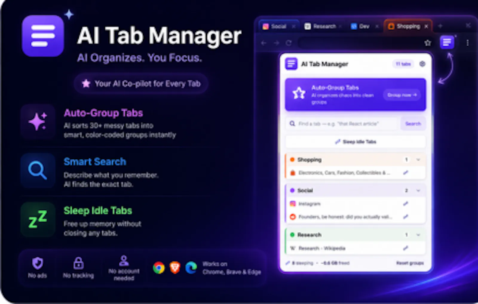 AI Tab Manager - search , sleep & Manage screenshot 3