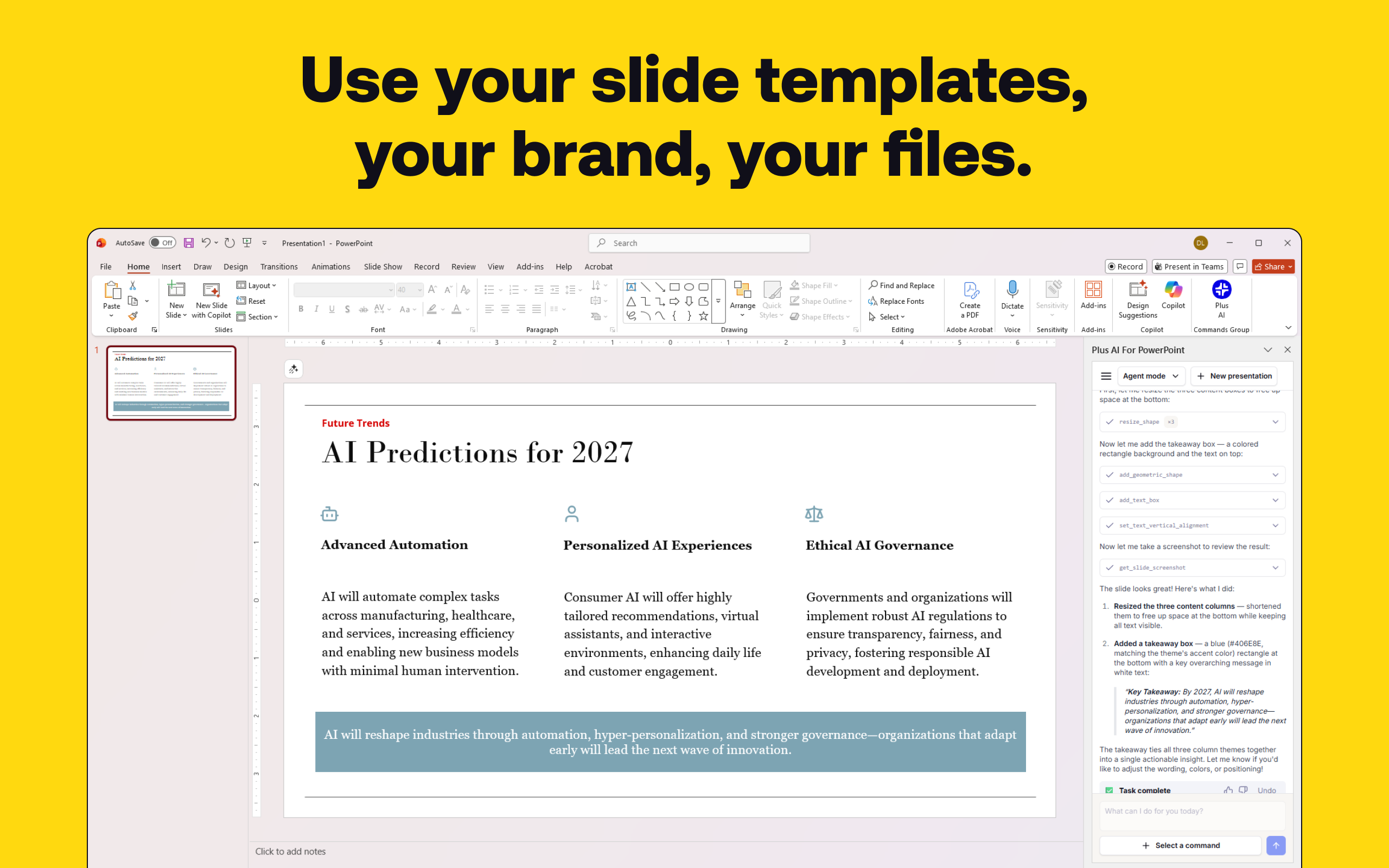 Plus AI Presentation Agent - Screenshot 2 showing product features and functionality