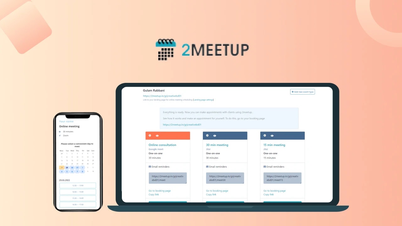 2meetup - Простой инструмент планирования для встреч, звонков, классов медиа 1