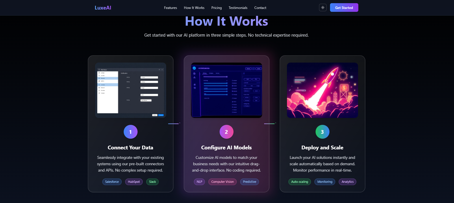 LuxeAI – Premium AI SaaS Landing Page gallery image
