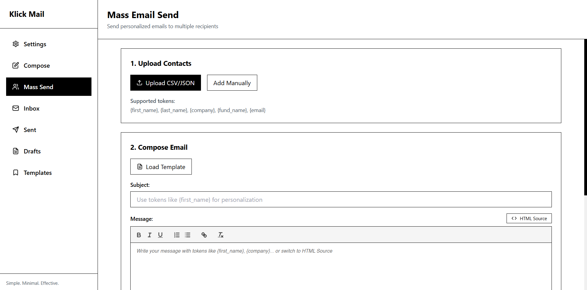 Klick Mail - Main product screenshot demonstrating key features and user interface
