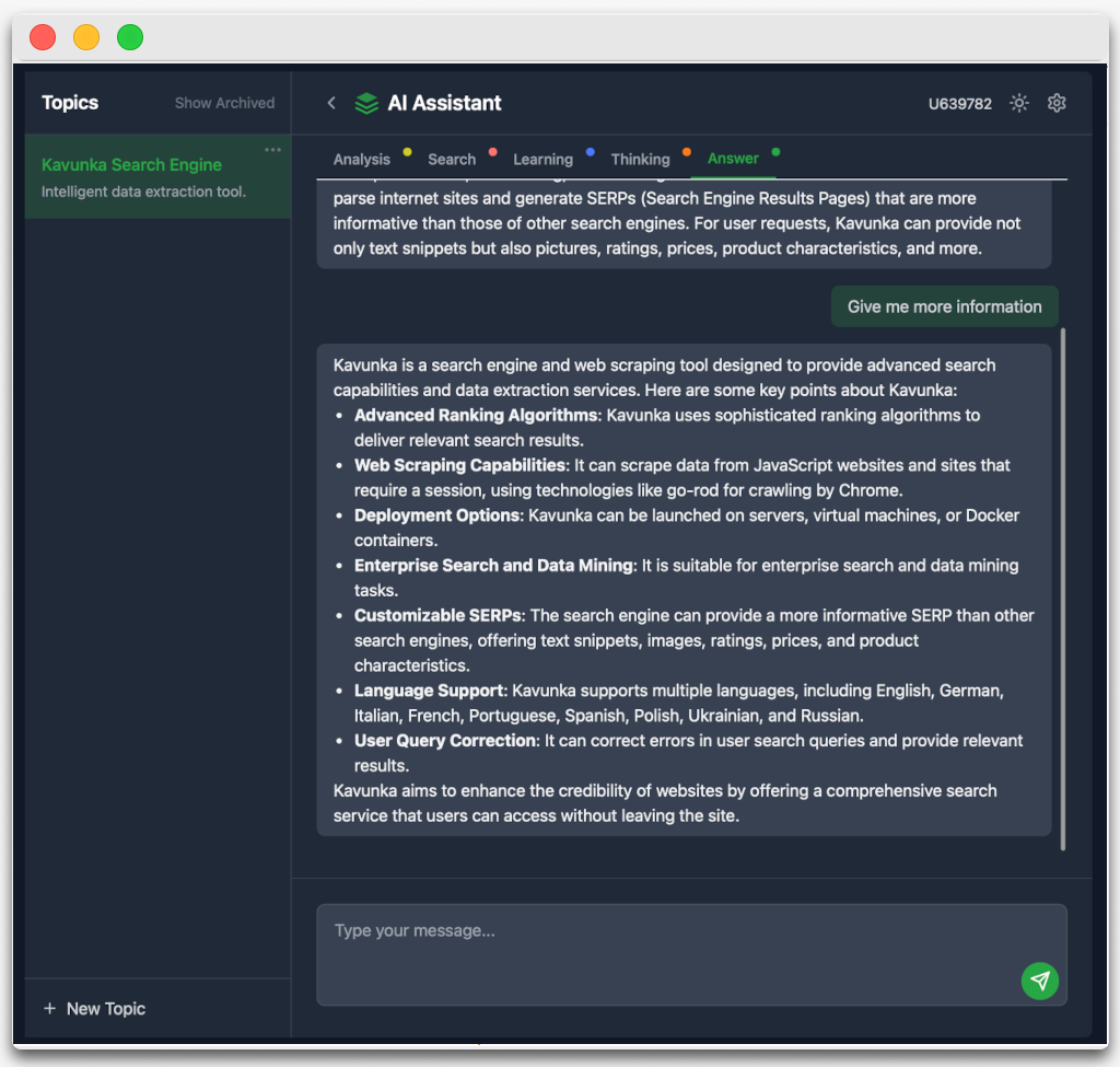 Kavunka Search Engine & AI Agent - Screenshot 3 showing product features and functionality