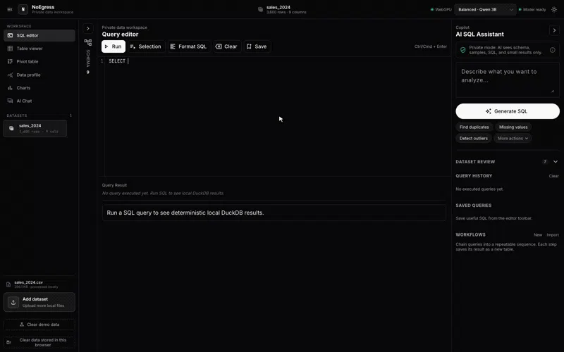 NoEgress - Private Data Workspace screenshot