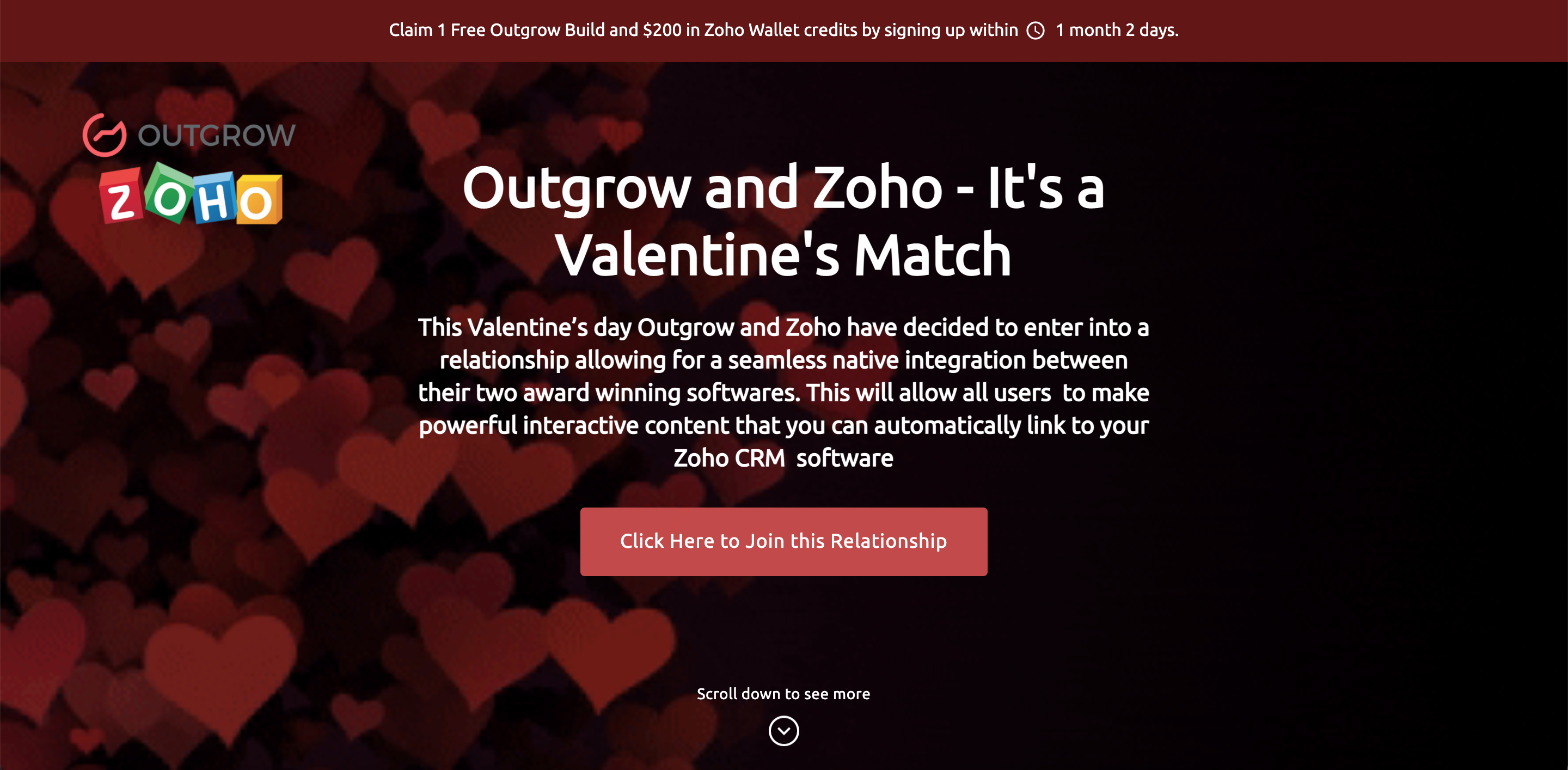 Outgrow and Zoho's Valentine's Match gallery image