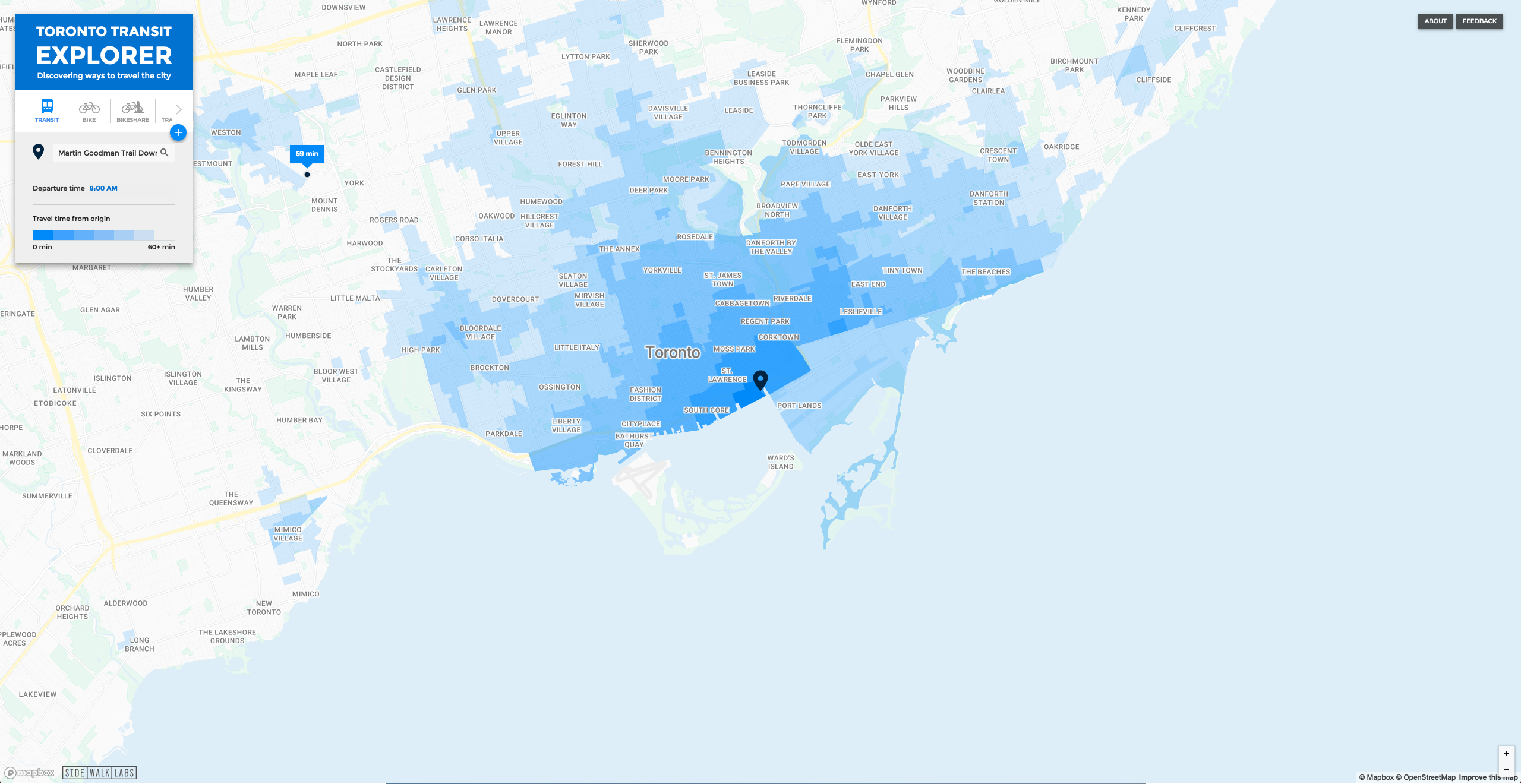 Toronto Transit Explorer - By Google Sidewalk Labs gallery image