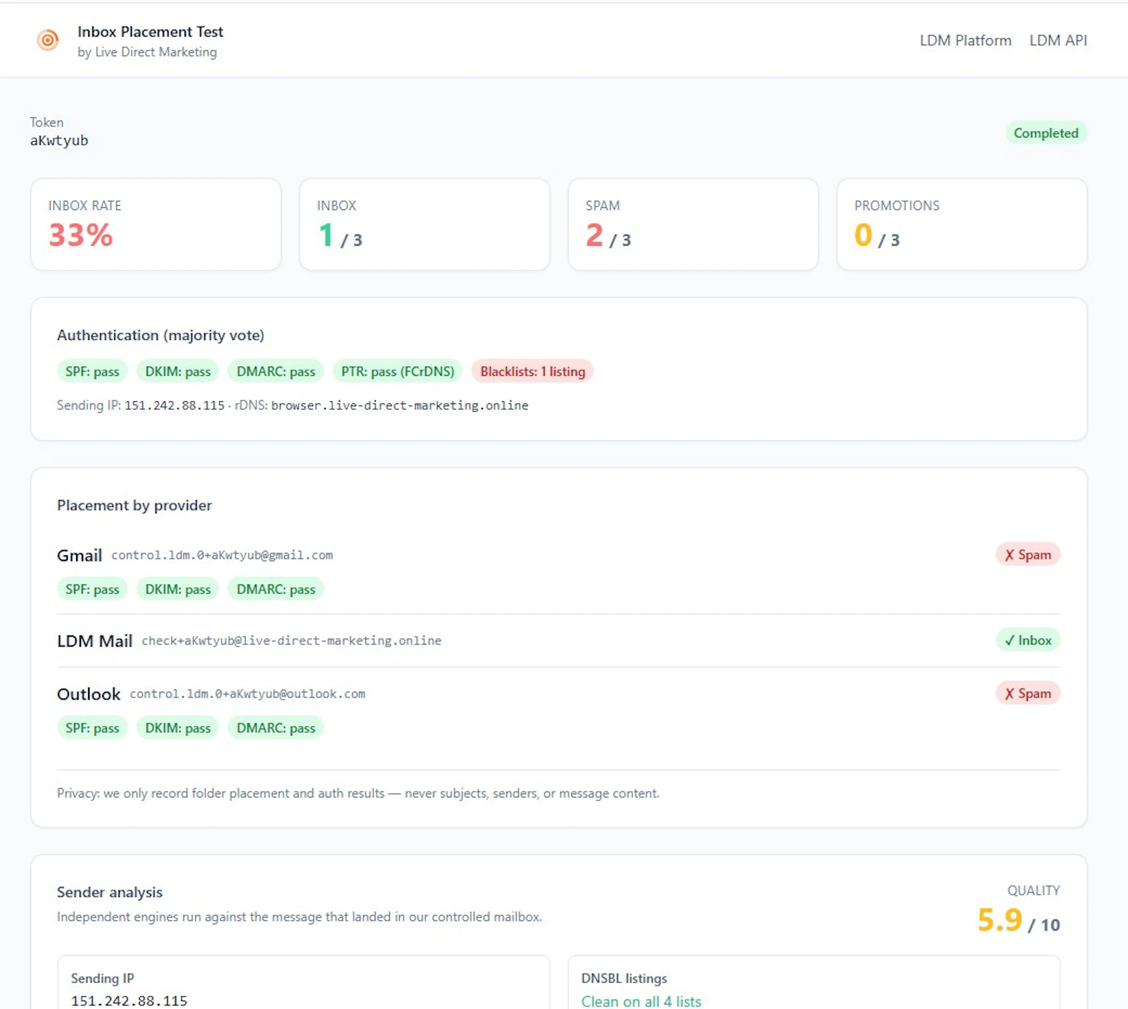 Inbox Placement Test screenshot 4