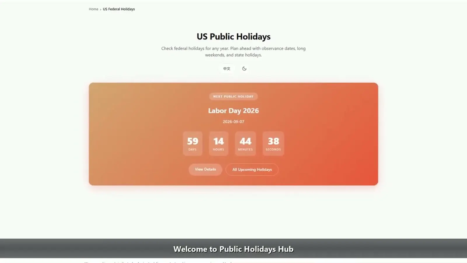 Public Holidays Hub screenshot 1 (video preview)