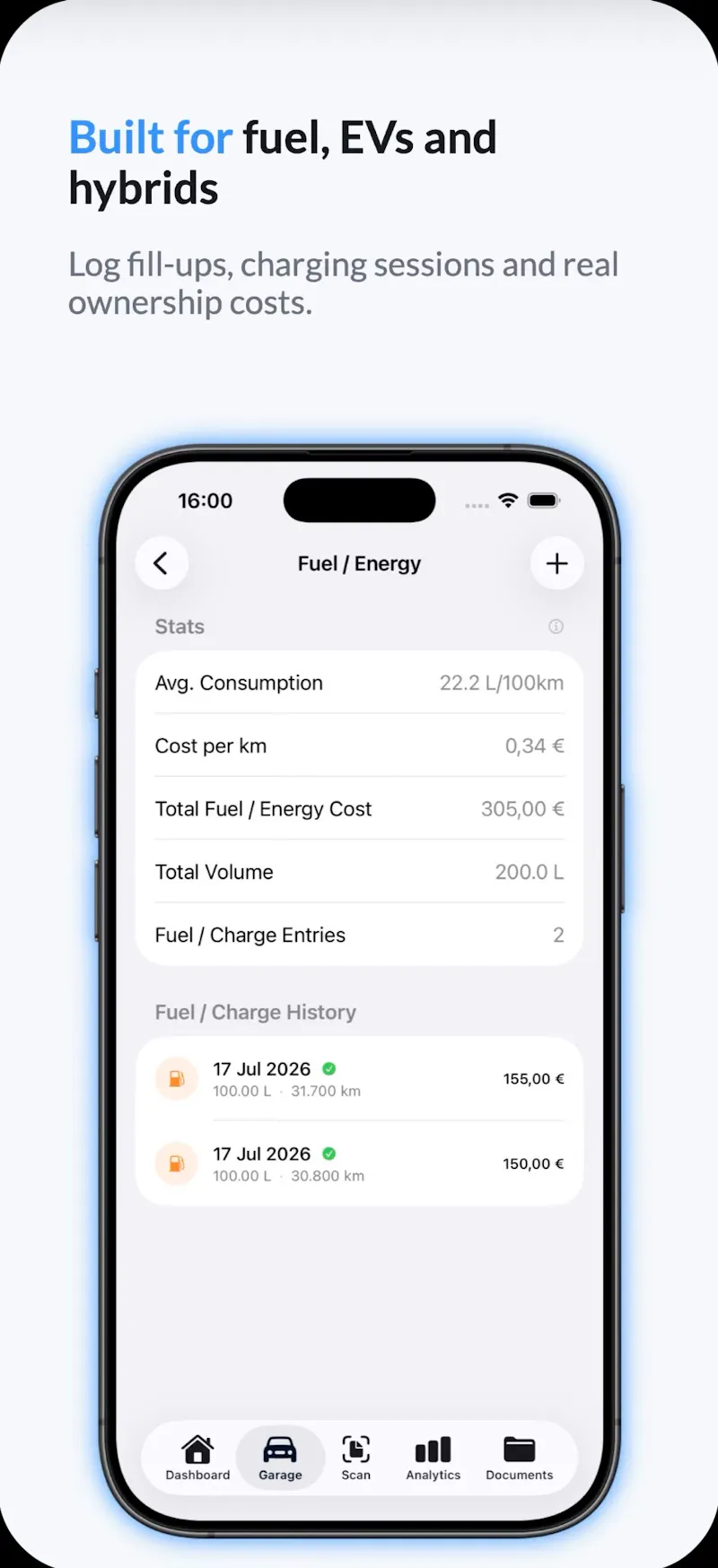 Motly: car tracker and costs  screenshot 2