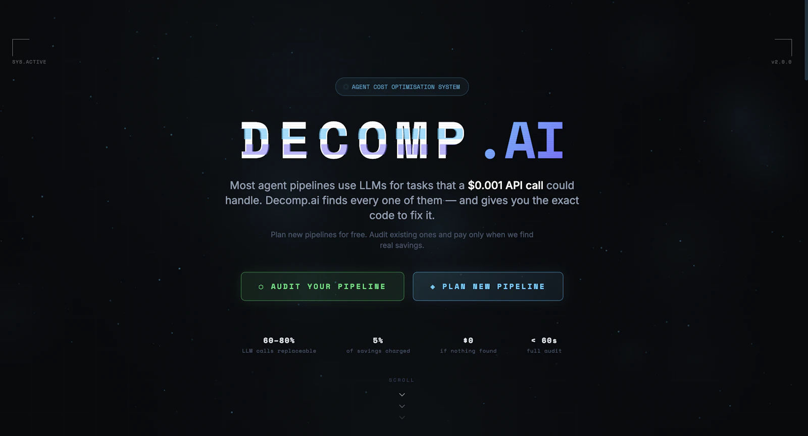 Decomp.ai — Agent Cost Optimisation screenshot 1