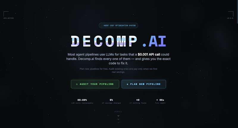 Decomp.ai — Agent Cost Optimisation screenshot 1