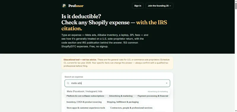 Profenor Deduction Checker screenshot 2