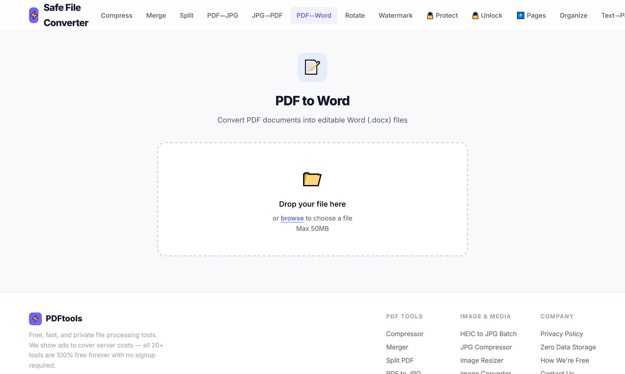 Safe File Converter: 20+ Free Tools - Screenshot 2 showing product features and functionality